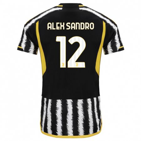 Kandiny Herren Alex Sandro #12 Schwarz-Weiss Heimtrikot Trikot 2023/24 T-Shirt