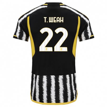 Kandiny Herren Timothy Weah #22 Schwarz-Weiss Heimtrikot Trikot 2023/24 T-Shirt