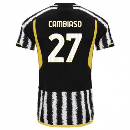 Kandiny Herren Andrea Cambiaso #27 Schwarz-Weiss Heimtrikot Trikot 2023/24 T-Shirt