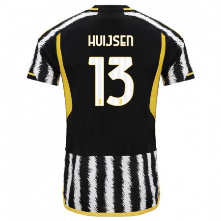 Kandiny Herren Dean Huijsen #13 Schwarz-Weiss Heimtrikot Trikot 2023/24 T-Shirt