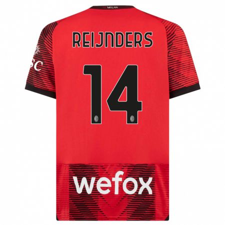 Kandiny Herren Tijjani Reijnders #14 Rot Schwarz Heimtrikot Trikot 2023/24 T-Shirt