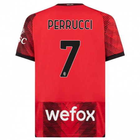 Kandiny Herren Vincenzo Perrucci #7 Rot Schwarz Heimtrikot Trikot 2023/24 T-Shirt