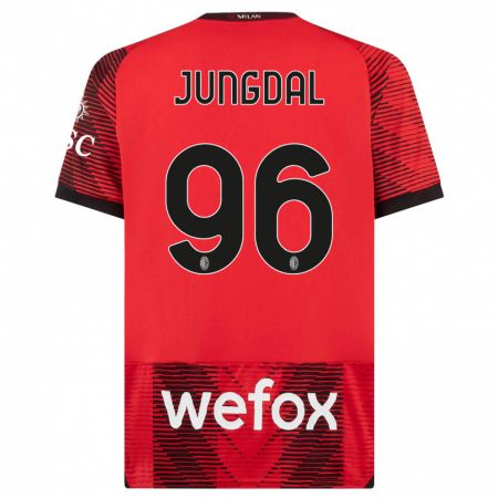 Kandiny Herren Andreas Jungdal #96 Rot Schwarz Heimtrikot Trikot 2023/24 T-Shirt