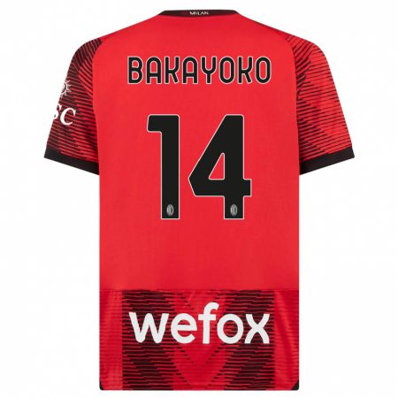 Kandiny Herren Tiemoue Bakayoko #14 Rot Schwarz Heimtrikot Trikot 2023/24 T-Shirt
