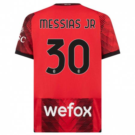 Kandiny Herren Junior Messias #30 Rot Schwarz Heimtrikot Trikot 2023/24 T-Shirt