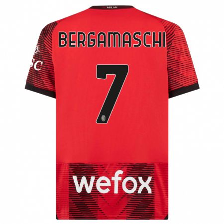 Kandiny Herren Valentina Bergamaschi #7 Rot Schwarz Heimtrikot Trikot 2023/24 T-Shirt