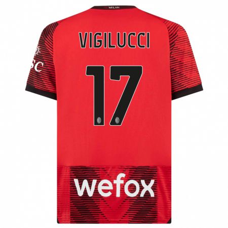 Kandiny Herren Valery Vigilucci #17 Rot Schwarz Heimtrikot Trikot 2023/24 T-Shirt