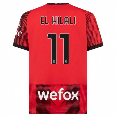 Kandiny Herren Youns El Hilali #11 Rot Schwarz Heimtrikot Trikot 2023/24 T-Shirt