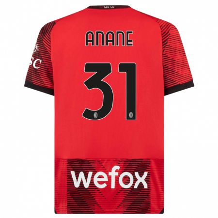 Kandiny Herren Emmanuel Anane #31 Rot Schwarz Heimtrikot Trikot 2023/24 T-Shirt