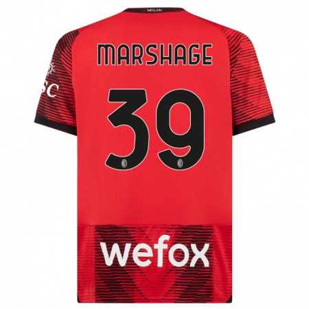 Kandiny Herren Wilgot Marshage #39 Rot Schwarz Heimtrikot Trikot 2023/24 T-Shirt
