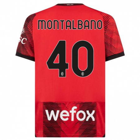 Kandiny Herren Nicolo Montalbano #40 Rot Schwarz Heimtrikot Trikot 2023/24 T-Shirt