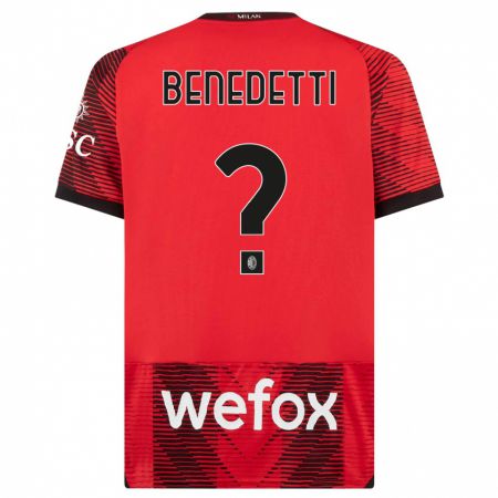 Kandiny Herren Emanuele Benedetti #0 Rot Schwarz Heimtrikot Trikot 2023/24 T-Shirt