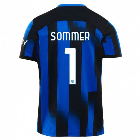 Kandiny Herren Yann Sommer #1 Schwarz Blau Heimtrikot Trikot 2023/24 T-Shirt