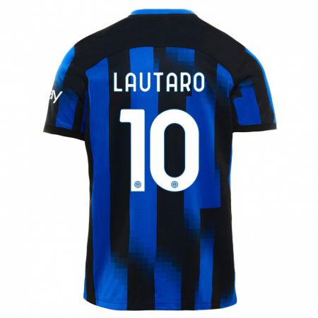 Kandiny Herren Lautaro Martínez #10 Schwarz Blau Heimtrikot Trikot 2023/24 T-Shirt