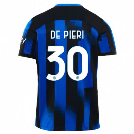 Kandiny Herren Giacomo De Pieri #30 Schwarz Blau Heimtrikot Trikot 2023/24 T-Shirt