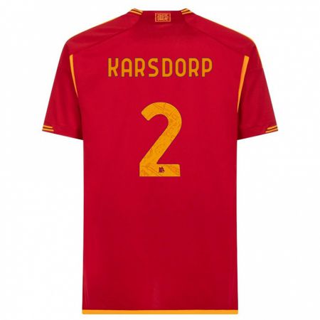 Kandiny Herren Rick Karsdorp #2 Rot Heimtrikot Trikot 2023/24 T-Shirt
