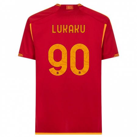 Kandiny Herren Romelu Lukaku #90 Rot Heimtrikot Trikot 2023/24 T-Shirt