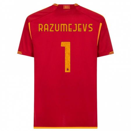 Kandiny Herren Vladislavs Razumejevs #1 Rot Heimtrikot Trikot 2023/24 T-Shirt