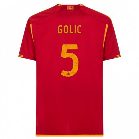 Kandiny Herren Lovro Golic #5 Rot Heimtrikot Trikot 2023/24 T-Shirt