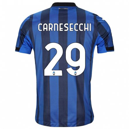 Kandiny Herren Marco Carnesecchi #29 Schwarz Blau Heimtrikot Trikot 2023/24 T-Shirt