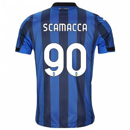 Kandiny Herren Gianluca Scamacca #90 Schwarz Blau Heimtrikot Trikot 2023/24 T-Shirt