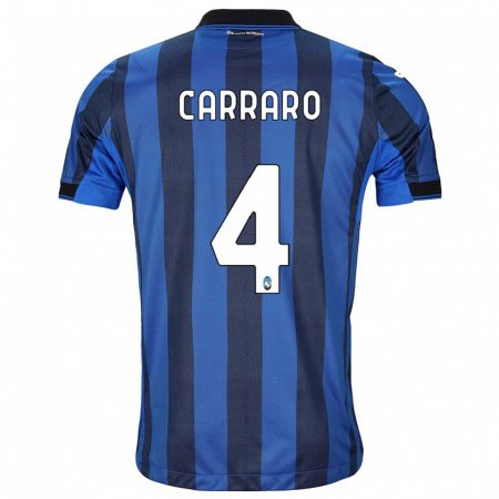 Kandiny Herren Marco Carraro #4 Schwarz Blau Heimtrikot Trikot 2023/24 T-Shirt