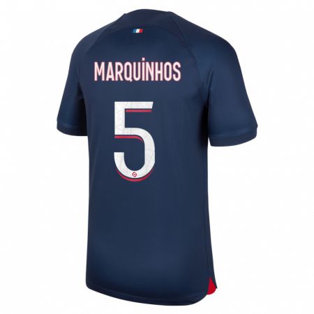 Kandiny Herren Marquinhos #5 Blau Rot Heimtrikot Trikot 2023/24 T-Shirt