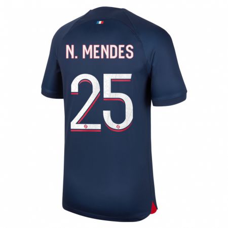 Kandiny Herren Nuno Mendes #25 Blau Rot Heimtrikot Trikot 2023/24 T-Shirt