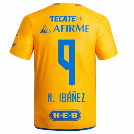 Kandiny Herren Nicolás Ibáñez #9 Gelb Heimtrikot Trikot 2023/24 T-Shirt