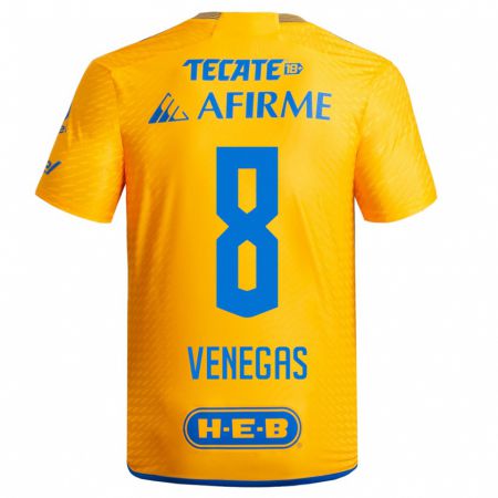 Kandiny Herren Francisco Venegas #8 Gelb Heimtrikot Trikot 2023/24 T-Shirt