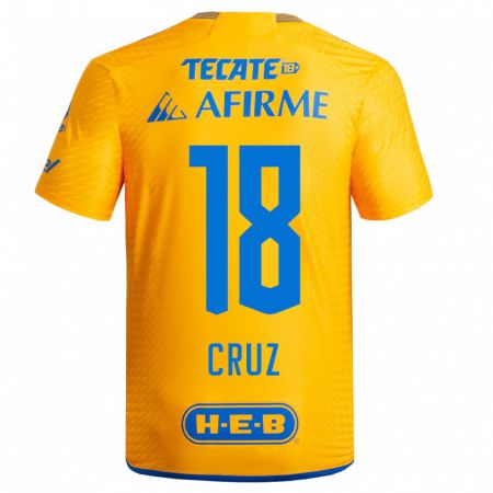 Kandiny Herren Belen Cruz #18 Gelb Heimtrikot Trikot 2023/24 T-Shirt