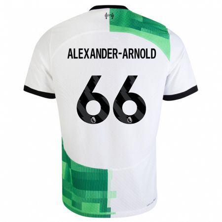 Kandiny Herren Trent Alexander-Arnold #66 Weiß Grün Auswärtstrikot Trikot 2023/24 T-Shirt