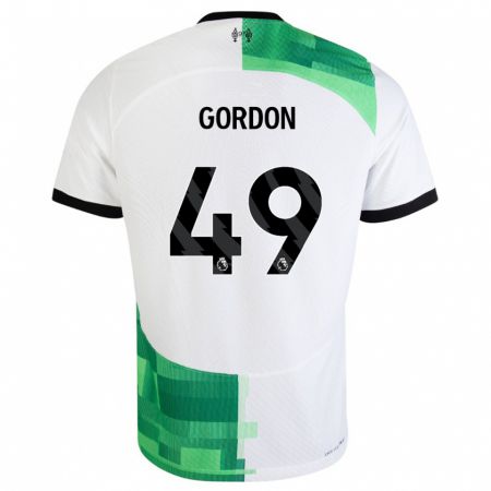 Kandiny Herren Kaide Gordon #49 Weiß Grün Auswärtstrikot Trikot 2023/24 T-Shirt