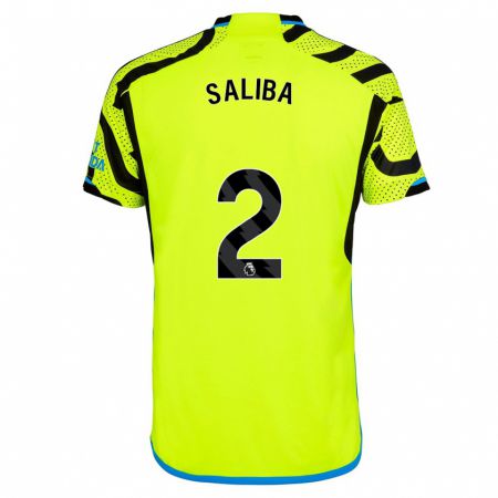 Kandiny Herren William Saliba #2 Gelb Auswärtstrikot Trikot 2023/24 T-Shirt