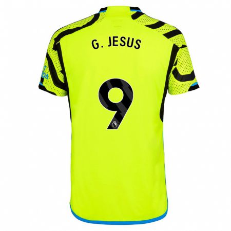 Kandiny Herren Gabriel Jesus #9 Gelb Auswärtstrikot Trikot 2023/24 T-Shirt