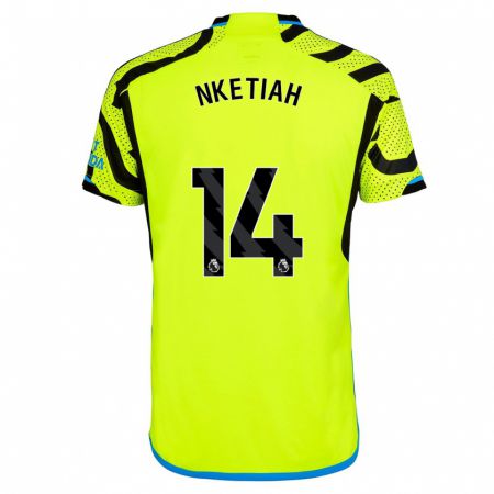 Kandiny Herren Eddie Nketiah #14 Gelb Auswärtstrikot Trikot 2023/24 T-Shirt
