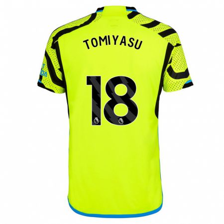 Kandiny Herren Takehiro Tomiyasu #18 Gelb Auswärtstrikot Trikot 2023/24 T-Shirt