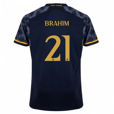 Kandiny Herren Brahim Díaz #21 Dunkelblau Auswärtstrikot Trikot 2023/24 T-Shirt