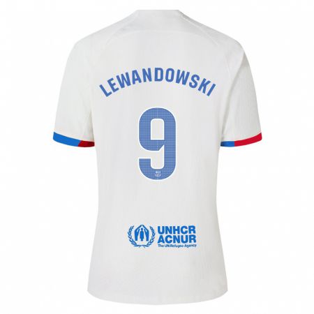 Kandiny Herren Robert Lewandowski #9 Weiß Auswärtstrikot Trikot 2023/24 T-Shirt