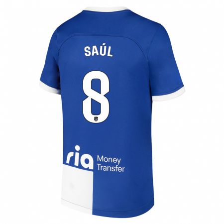 Kandiny Herren Saúl Ñíguez #8 Blau Weiss Auswärtstrikot Trikot 2023/24 T-Shirt