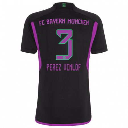 Kandiny Herren Matteo Perez Vinlöf #3 Schwarz Auswärtstrikot Trikot 2023/24 T-Shirt