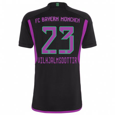 Kandiny Herren Karolina Lea Vilhjalmsdottir #23 Schwarz Auswärtstrikot Trikot 2023/24 T-Shirt