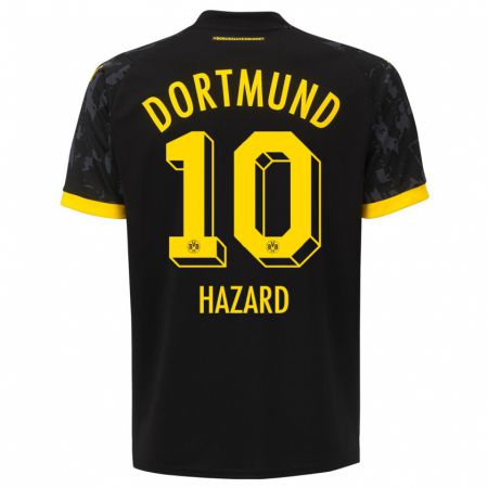 Kandiny Herren Thorgan Hazard #10 Schwarz Auswärtstrikot Trikot 2023/24 T-Shirt