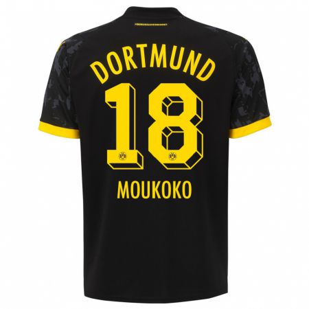 Kandiny Herren Youssoufa Moukoko #18 Schwarz Auswärtstrikot Trikot 2023/24 T-Shirt