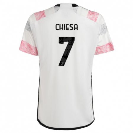 Kandiny Herren Federico Chiesa #7 Weiß Rosa Auswärtstrikot Trikot 2023/24 T-Shirt