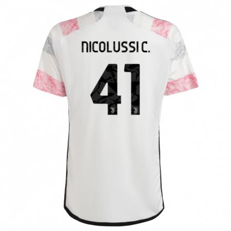 Kandiny Herren Hans Nicolussi Caviglia #41 Weiß Rosa Auswärtstrikot Trikot 2023/24 T-Shirt