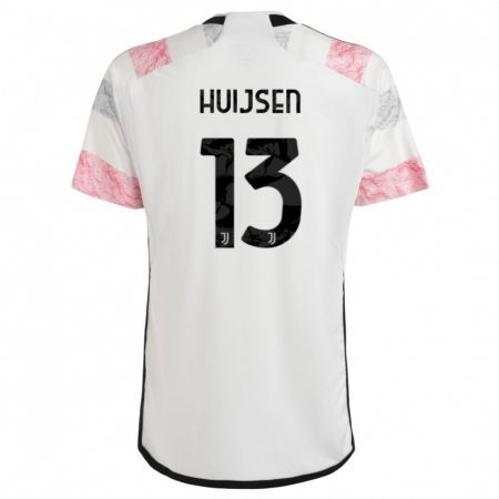 Kandiny Herren Dean Huijsen #13 Weiß Rosa Auswärtstrikot Trikot 2023/24 T-Shirt