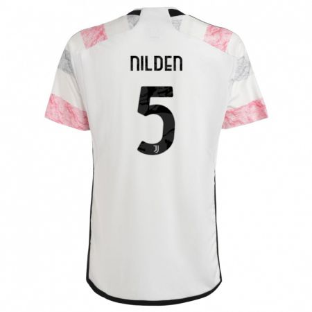 Kandiny Herren Amanda Nilden #5 Weiß Rosa Auswärtstrikot Trikot 2023/24 T-Shirt