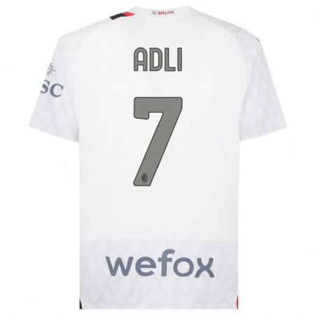 Kandiny Herren Yacine Adli #7 Weiß Auswärtstrikot Trikot 2023/24 T-Shirt