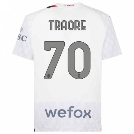 Kandiny Herren Chaka Traorè #70 Weiß Auswärtstrikot Trikot 2023/24 T-Shirt